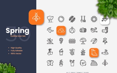 30 Spring Outline Icon Set