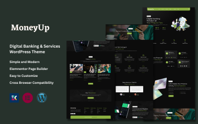 MonyUp - Digital Banking &amp;amp; Card Paymnet Services WordPress Theme
