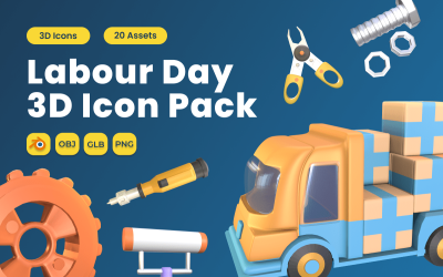 Labour Day 3D Icon Pack Vol 6