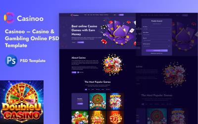 Casinoo – Kaszinó és szerencsejáték online PSD sablon