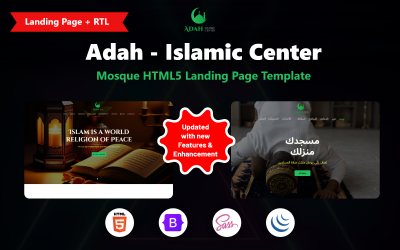 Adah - Islamic Center &amp;amp; Mosque HTML5 Landing Page Template