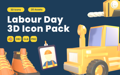 Labour Day 3D Icon Pack Vol 12