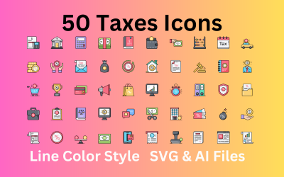 税收图标集50线颜色图标- SVG和AI文件