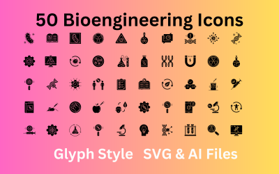 生物工程图标集50字形图标- SVG和AI文件