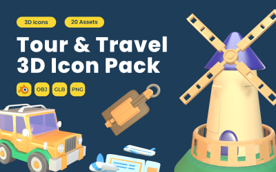 Tour and Travel 3D Icon Pack Vol 6