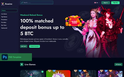 Xcasino - Casino &amp;amp; Gambling PSD Landing Template