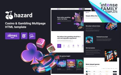 Hazard - Casino ve Kumar Bootstrap HTML5 Web Sitesi Şablonu