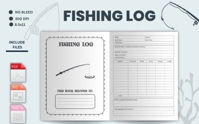 Libro de registro de pesca imprimible, Registro de captura de pesca, Registro de guía de pesca, Registro de pescador, Diario de pesca
