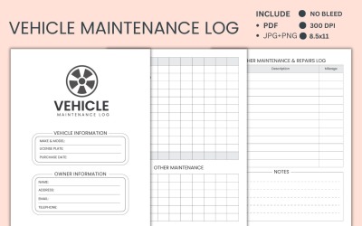 Underhållslogg för fordon – Bil motorcykel Reparation av körsträcka Tracker Sheet.