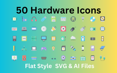 Hårdvaruikonuppsättning 50 platta ikoner - SVG- och AI-filer