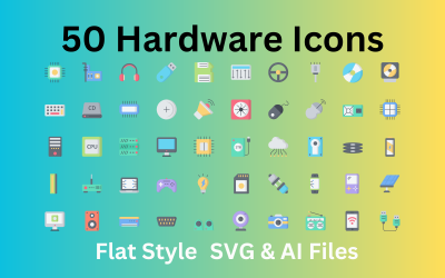 硬件图标集50个平面图标- SVG和AI文件