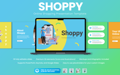 Shoppy – Online vásárlási prezentáció Google Slides sablon