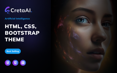 CretaAI – HTML-шаблон цільової сторінки для авторів та копірайтингів для штучного інтелекту