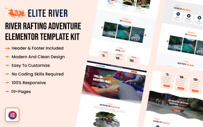 Elite River - набір шаблонів Elementor для пригодницького сплаву по річці