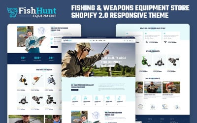 FishHunt - Balıkçılık ve Silah Ekipmanları Mağazası Çok Amaçlı Shopify 2.0 Duyarlı Teması