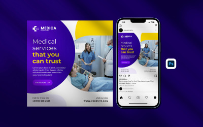 Modelo de banner de mídia social médica - modelo do Instagram