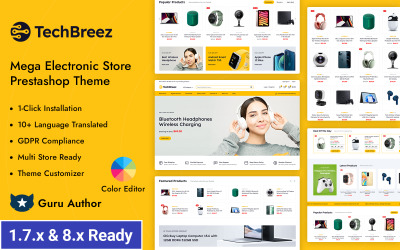 Techbreez - Mega Electronics Store Prestashop responsief thema