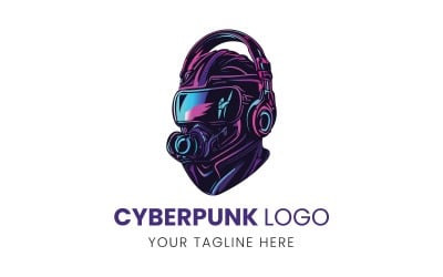 Cyborg - Cyberpunk未来主义虚拟现实和Cyborg标志模板