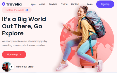 Travellia旅行社登陆页面HTML模板