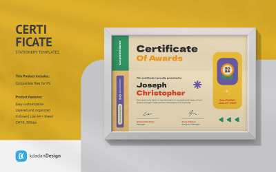 Plantillas de diseño PSD de certificado Vol 039