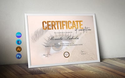 Lash certificaat van voltooiing Canva-sjabloon