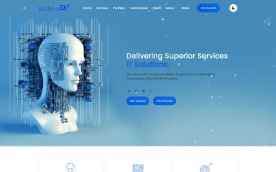 Technoit | IT-oplossingen en zakelijke dienstverlening 多功能 responsief websitesjabloon