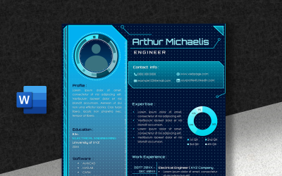 Tech Blue Engineer Printable Resume Template