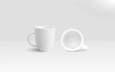 白色矢量咖啡杯在灰色的背景