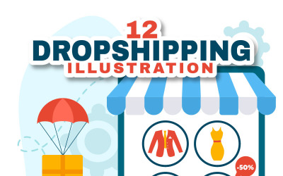 12 Illustrazione dell&amp;#39;attività di dropshipping