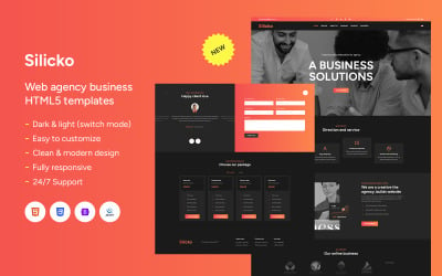 Silicko Web Agency 黑暗 and Light One-Page HTML5 Template