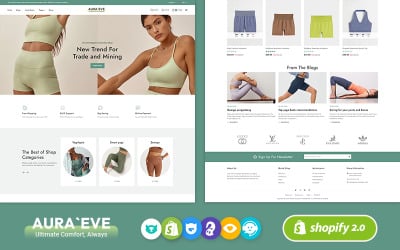 AuraEve -瑜伽服装，健身的最小购物主题 &amp;amp; 体育