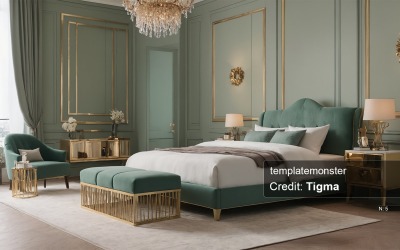 Приголомшливе зображення вишуканого та елегантного дизайну спальні