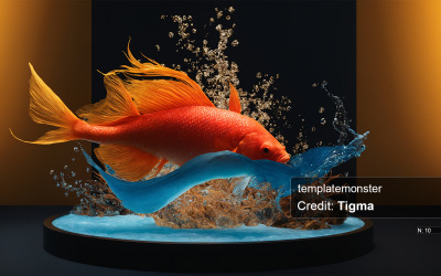Cyfrowe pobranie złotej rybki wyskakującej z wody: arcydzieło fotorealizmu