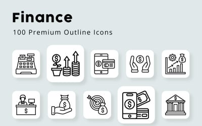 Finance 100 Premium Outline Icons