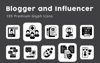Blogger en beïnvloeder 105 premium glyph-pictogrammen