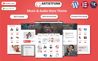 艺术家放克音乐 &amp;amp; Audio Store WooCommerce Elementor Template