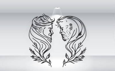 File vettoriale dell&amp;#39;idea di disegno del tatuaggio testa a testa di padre e figlio