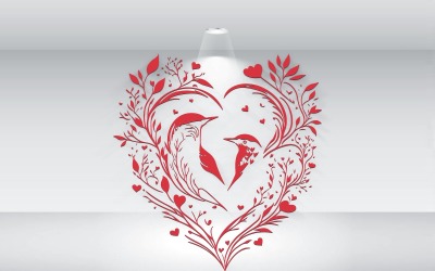 Fichier vectoriel d&amp;#39;illustration en forme de coeur d&amp;#39;oiseau de Saint-Valentin