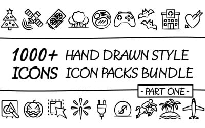 Drawnizo Bundle - Collection de packs d&amp;#39;icônes polyvalents dans un style dessiné à la main