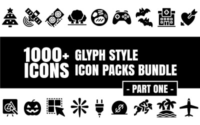 Glypiz Bundle - Collection de packs d&amp;#39;icônes polyvalents dans un style glyphe