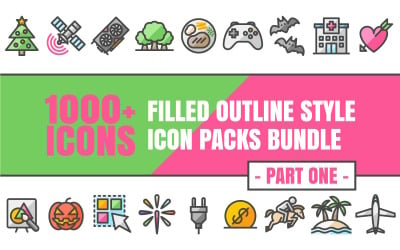 Outliz Bundle – Sammlung von Mehrzweck-Icon-Paketen im Filled Outline-Stil