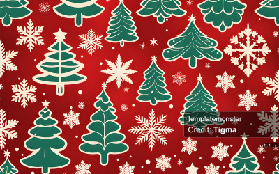用树木和雪花装饰的节日和舒适的圣诞图案