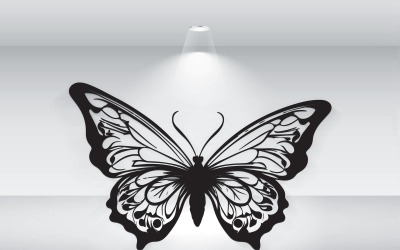 黑色蝴蝶剪影的商标模型插图