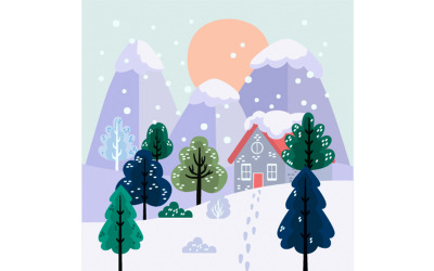 手绘平面冬季景观插图