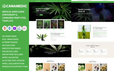Canamedic -医用大麻药房 &amp;amp; Cannabis Hemp HTML Template