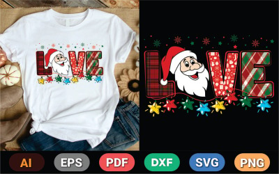 Christmas Love With Santa Claus Hat T Shirt Design