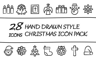 Drawnizo - uniwersalny zestaw ikon Wesołych Świąt w ręcznie rysowanym stylu