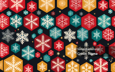彩色雪花图案-数字下载为冬季和假日项目