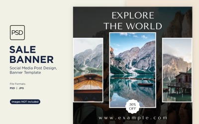 探索世界旅行和冒险销售横幅设计5