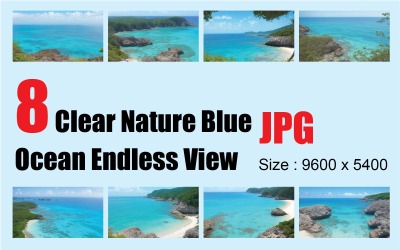 清澈的自然蓝色的海洋无边无际的景色|深海|海景&amp;#39;eau claire